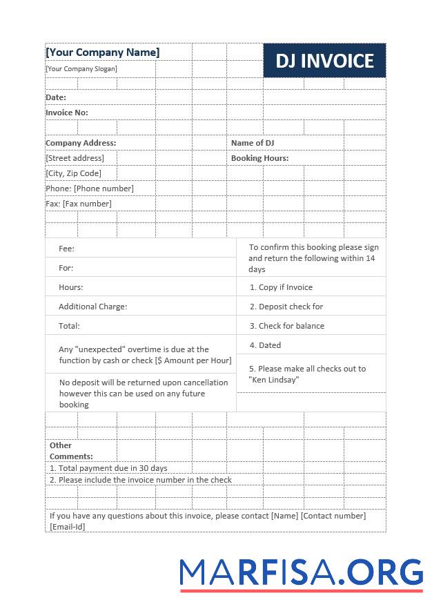 Blank Dj Invoice Template